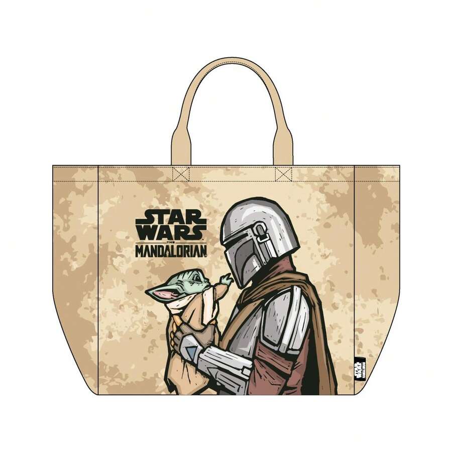 Cerdá XL 曼達洛人可重複使用布質購物袋，帶長提手 – 輕便耐用的手提袋，適用於購物、日常使用、工作、海灘、旅行和休閒 – 實用易折疊的多用途包袋 ⚫ 免費送貨 ✅ 24/48 小時送達西班牙大陸 - <曼達洛人2> - 查看 1