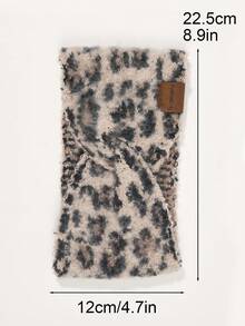 1pc Autumn/Winter Warm Knitted Leopard Print Twist Headband, Loose Fit Vintage Elegant Versatile Hair Accessory Workout Hair Band Running Hair Accessories Yoga Head Scarf Sport Sweatband - Light Leopard Print Plush - View 3