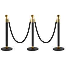 Techigher Stanchion Posts Queue With Black Velvet Rope, 5 Ft Black Carpet Ropes And Poles, Crowd Control Barriers Queue Line Rope, Barriers For Party Supplies - Black I 3 Pack I 2 Rope - View 7