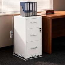 Archivero MDF 3 Gavetas Con Llave Económico | Oficina Hogar | Mueble Organizador Documentos |  Resistente Práctico - Blanco - Ver 4