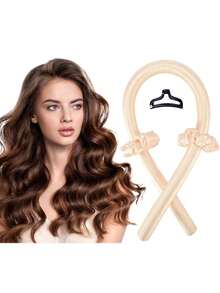 4pcs No-Heat Hair Curler Set, 1 No-Heat Hair Curling Wand With Headband And 2 Hair Ties, DIY Hairstyling Tools, Slouchy Ribbon Curler, Easy To Create Wavy Hairstyles, Hair Styling Kit, Hair Tool - Black #1 - View 7