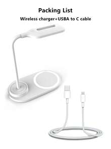 15W Multi-Function Wireless Charging Desk Lamp With Data Cable - White - View 10
