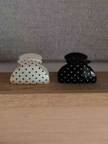 2个/1个女士黑白波点塑料发夹，时尚、优雅、简约，纯色发爪，适合日常、休闲、派对、通勤、海滩、丸子头、马尾辫、洗脸、化妆等场合，女士发爪夹，优雅发饰 - 彩色 - 查看 5