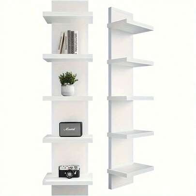 3/5 Layer Wall Rack - Innovative Column Design, Modern Storage Unit That Saves Space, Quality Assurance, Easy Installation Without Metal Pipes, Suitable For Bedrooms And Living Rooms - Wall Mounted Practical Storage Rack For Organizing Books, Plants, And Decorations, Multi-Layer Storage Rack, Compact Space Solution
