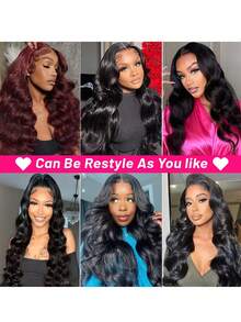 100% 即戴即用，无需胶水，真人发丝，预先拔毛，预先修剪，5x6蕾丝闭合假发，真人发丝，可直接佩戴，自然波浪卷蕾丝前额无胶假发，打造自然发际线 - Natural Black - 查看 11