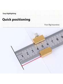 1pc Ruler Stops Fences, Brass Scribe Steel Ruler Positioning Limit Block Angle Line Scriber Locator Woodworking Equipment - Multicolor - View 6