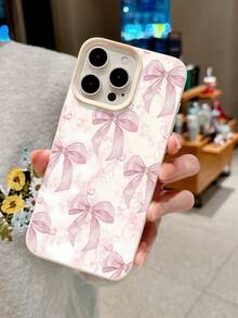 Bow-Knot A Simple And Personalized Pink Bow Pattern Full Screen Printed Phone Case, With High-Quality And Simple Anti Drop, Dustproof And Waterproof Protective Cover Design, Suitable For IPhone 13/16/17/15/14/13/12/11 - Multicolor - View 3