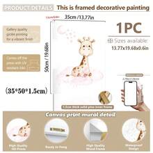 Tranh treo tường bằng vải canvas màu hồng chủ đề động vật rừng - Gấu bông, Voi, Hươu cao cổ, thích hợp trang trí phòng trẻ em, nhà trẻ, mẫu giáo, phòng bé trai, phòng ngủ bé gái, trang trí phòng trẻ em, trang trí ngày Valentine. - Nhiều màu - Xem 31