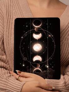 1pc Halo Star & Moon Pattern Tablet Protective Case, 3-Fold Stand Protective Cover, Compatible With IPad 10.2", IPad Pro 2021/2020/IPad (A16) 11", 11th Gen 2025/10th Gen, Galaxy Tab A8 10.5" 2022, Matepad 10.4/Tab, , Anti-Drop, Pen Slot, Sleep/Wake Support, Ramadan Gift