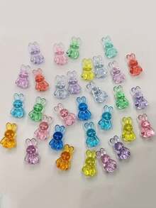 50pcs/20pcs Acrylic Crystal Rabbit Decorations, Easter Tabletop Decor, Rabbit Ornaments - Acrylic Rabbit Figurines, DIY Craft Supplies. These Adorable Cartoon-Style Rabbits Are Perfect For Easter Tabletop Decor, DIY Crafting, Home Decoration, And Vase Fillers. - Multicolor - View 6