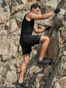 Men's Outdoor Sports Running Breathable Quick-Dry Printed Shorts, Suitable For Spring/Summer Outdoor Running And Fitness - Black - View 5