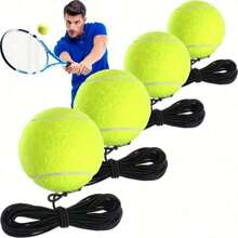 4pcs Professional Rebound Tennis Balls With Elastic Rope, Tennis Training Balls, Single-Person Elastic Rubber Ball, Tennis Training Equipment, Tennis Sports Accessories, Suitable For Coaches And Players, Durable High Elasticity, Easy To Use, Applicable For Racket Sports, Indoor Sports, Outdoor Sports Accessories, Tennis Gifts, Tennis Matches, Finger Games, Party Games, Family Entertainment, Sports Gifts, Party Gifts, Gifts For Men, Gifts For Women - Multicolor - View 1