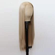 ZigZag Hair 40英寸混色金色直发合成蕾丝前假发，13x4蕾丝，耐热纤维发丝，预先拔毛的发际线，男女通用 - 180%密度 - 挑染金色 - 查看 13