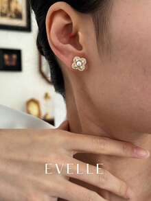 18K镀金优雅可爱耳环，适合日常佩戴和聚会场合 - 金色 - 查看 2