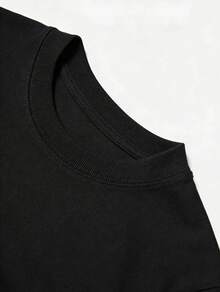 1pc Women Clothes Bow Print Black TShirt, Unisex Casual Crew Neck Tshirt, Lightweight 220gsm Knit Fabric, Machine Washable, For Spring/Summer/Fall, Christmas, Valentine's Day, Easter - màu đen - Xem 3