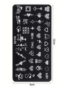 1 khuôn dập móng hình trái tim, khuôn dập móng nghệ thuật kiểu Y2K hình trái tim và đường nét ngọn lửa, phụ kiện dụng cụ dập móng DIY, đồ dùng làm móng nghệ thuật - Bạc - Xem 8