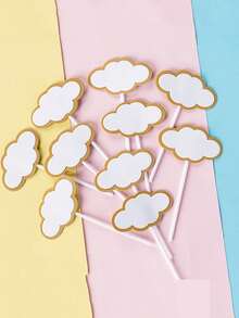 8 piezas Decoraciones de pastel en forma de nube blanca, Decoraciones 3D de espuma para pasteles adecuadas para fiestas de cumpleaños, celebraciones de inauguración, días festivos, Día del Padre, Navidad - Multicolor - Ver 6