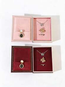 1个创意书型首饰盒，奢华磁吸翻盖迷你戒指盒，可爱小巧的首饰礼盒，便携式复古书型首饰收纳盒，适合情人节、结婚纪念日、订婚等场合，送给女朋友、妻子、男朋友、丈夫的礼物 - 彩色 - 查看 5