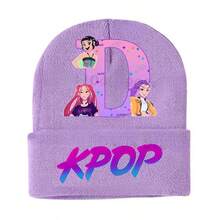 1pc Kids Knitted Hat, Cartoon Anime KPOP Witch Hunting Group Fleece Warm Beanie Cap, Outdoor Cold Weather Hat - Multicolor - View 6