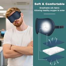 Sleep Mask Real Natural Pure Silk Eye Masks With Adjustable Strap For Sleeping Mulberry Silk Eye Sleep Shade Cover Block Light Reduces Puffy Eyes Traveling Gifts - Blue - View 4
