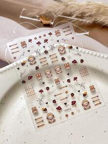 Flat Cartoon Rabbit Nail Stickers With Adhesive, Versatile Cute Rabbit Nail Art Decals - Multicolor - View 12