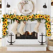 1 pieza Enredadera artificial de girasol de 26 cabezas, de 2,3 metros de largo, hojas y flores de girasol para decoración de fiestas, adecuado como regalo para bodas, San Valentín, cumpleaños, ceremonias de graduación - un paquete - Ver 4