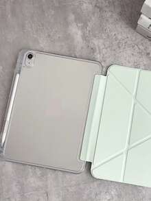 1pc Unisex Minimalist PU Leather Tri-Fold Stand Protective Case With Pencil Slot, Suitable For IPad 7/8/9, IPad Air 5/4/3 9th Gen 10.2, IPad Pro 11, IPad Mini 5 - Black - View 8