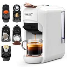 CAFELFFE 一台 CAFELFE 20BAR 五合一冷热胶囊咖啡机，7 档水量调节。20BAR 黄金萃取系统确保每次都能制作出完美的意式浓缩咖啡。兼容 Nes* 胶囊、普通胶囊、咖啡粉和 ESEpod，配备 600ml 可拆卸水箱和自动断电功能，适合家庭和办公室使用。 - 英規插(220-240V) - 查看 2