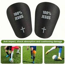 1 Pair Football Mini Shin Guards, Black & White Cross Series, Unisex Thick Sports Protective Gear, Leg-Hugging Design, Suitable For All Seasons - 100% Cross - View 1