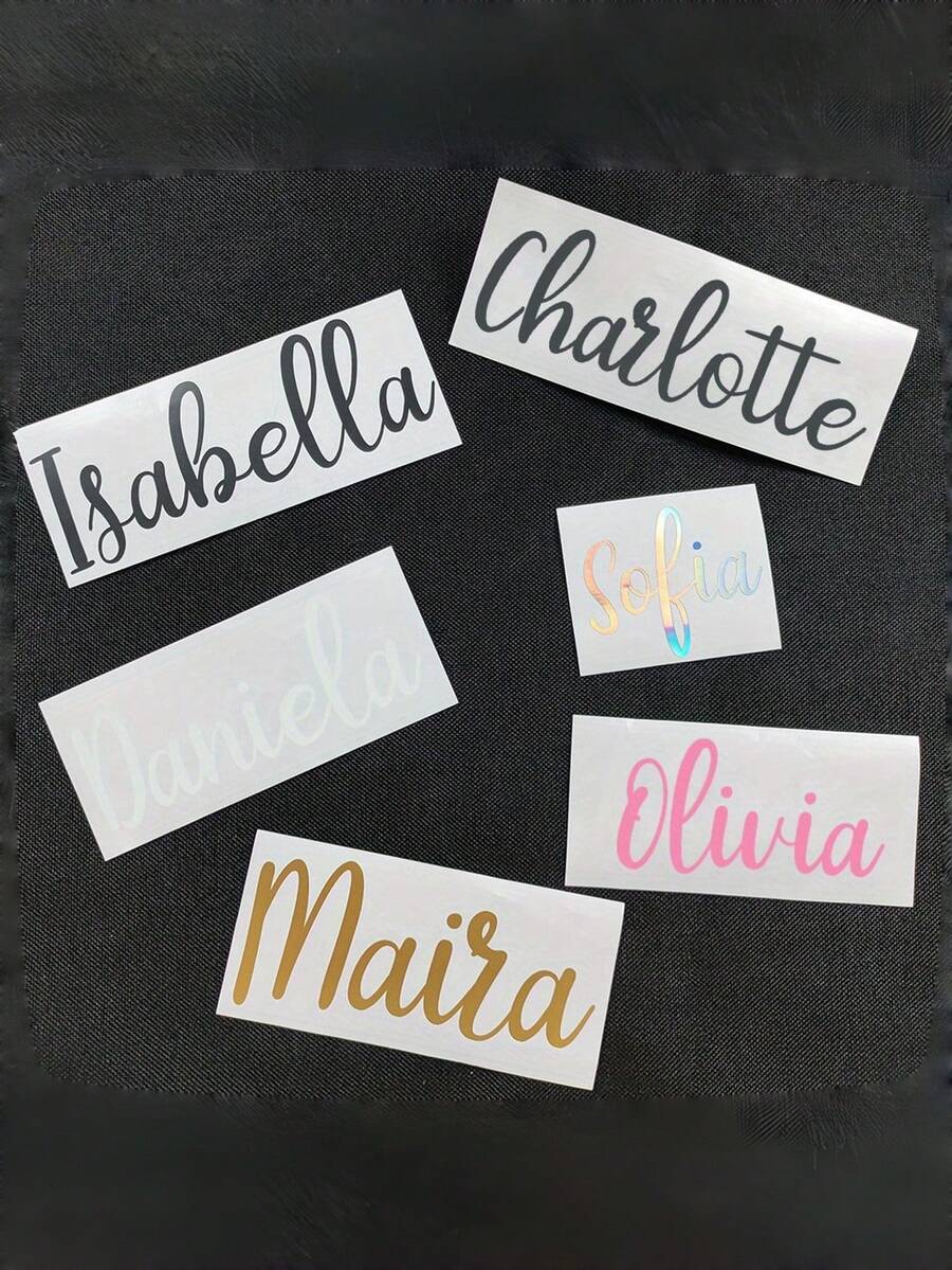 1pc Customizable Name Removable Car Body Decal Sticker, Personalized Metallic Gloss Sticker Suitable For Water Bottles, Lunch Boxes, Personal Items, Glass, Cups, Drums, Balloons, Calligraphy Stickers, Gift Boxes, Multi-Purpose, Suitable For Housewarming