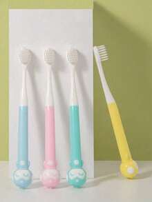 1 pieza Cepillo de dientes para niños, adecuado para niños de 3-6-12 años, cerdas suaves, para uso en el baño, unisex para niños y niñas, mejor regalo para bebés y niños pequeños, color aleatorio - Varios colores - Ver 2