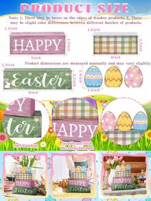 3pcs Of A Set | Rustic Wooden Easter Signs Stackable Blocks Decor , Easter Tiered Tray Decor Set ,Center Pieces For Table,Suitable For Easter Bunny, Easter Decoration, Party Supplies,Easter Party Supplies, Easter Holiday Birthday Party Favors, Party Gifts, Easter Gifts, Home Decor, Kitchen And - Multicolor - View 2