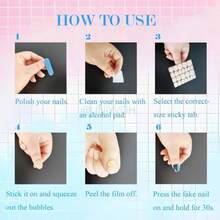 Cat Eye Press On Nails Handmade Short Oval\/Square\/Round False Nails With French Tip\/Aurora\/Magnetic Shimmer Designs (Side#Princess Palace, Large) - ColorEE - 查看 9