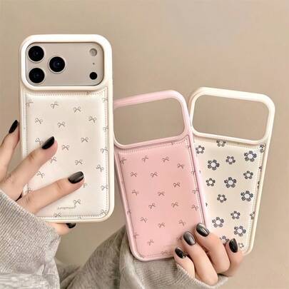 Pink 1pc Minimalist Bow & Flower Phone Case, Compatible With IPhone 17/17 Air/17 Pro/17 Pro Max, 16/16 Plus/16 Pro/16 Pro Max, 15/15 Plus/15 Pro/15 Pro Max, 14/14 Plus/14 Pro/14 Pro Max, 13/13 Pro/13 Pro Max, 12/12 Pro/12 Pro Max, 11/11 Pro Max, Stylish Padded Full Body Protective Cover