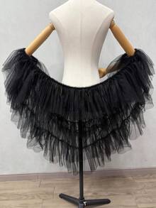 1件红色多层薄纱新娘婚纱头纱斗篷披肩 - 彩色 - 查看 11