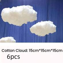 3/6 Stücke 15*15*15cm Baumwoll-Wolken Deko, Hochzeitsdeko, bunte Gangdekoration, Schaufensterdekor, Einkaufszentrum Hängdeko, Baumwoll-Wolken Dekoration, Hochzeitsdekoration, Bühnendeko, Fake weiße Wolken Hängdeko, Raumdekoration, Valentinstag, Muttertags Dekoration - Weiss - Übersicht 8