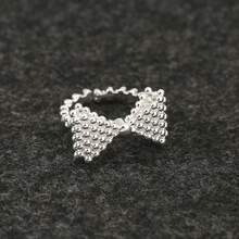 1 件装蝴蝶结女士开口戒指 - 纹理颗粒设计甜美蝴蝶结造型珠宝戒指 - 蝴蝶結開口戒 - 查看 7