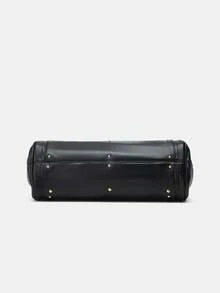 Women's PU Leather Handbag, Vintage All-Match Padlock Rivet Pillow Bag, Winter New Commuter Tote Bag, Casual Top Handle Shoulder Bag, Fashion Crossbody Bag, Suitable For Travel And Work - Black - View 6