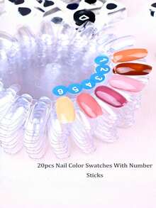 50支方形指甲油色卡棒，带金属环，透明扇形指甲油颜色展示棒，用于美甲练习、专业美甲沙龙用品、颜色测试和储存，是美甲师、初学者、DIY爱好者的理想之选，也是万圣节和圣诞节派对的完美之选。 - 無色 - 查看 8