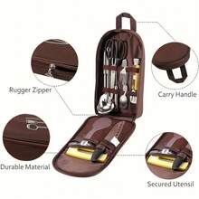 1pc Practical Portable Nylon Cookware Storage Bag, For Outdoor Camping Utensil Storage, Suitable For Camping, Barbecue, Travel - Compact And Convenient Design For Organizing Outdoor Kitchenware, Cutlery, Ideal For Hiking, Adventure, Snow, Backpacking, Picnic, Travel - Compact Portable Design, Household, Kitchen Accessories, Camping Gear, Back To School Supplies, Storing Camping Gear, Kitchenware, Cookware, Personalized Gift, Camping Gift, Party Gift (Bag Only) - Multicolor - View 3