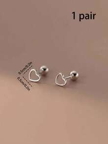 一对简约镂空心形螺丝耳钉，适合青少年日常佩戴的珠宝礼物 - 彩色 - 查看 11
