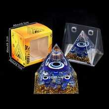 1pc Natural Crystal Ball Pyramid Ornament, Resin Wrapped Crystal Chips Home Decoration, Boxed Lucky Fengshui Desktop Small Ornament - Multicolor - View 42