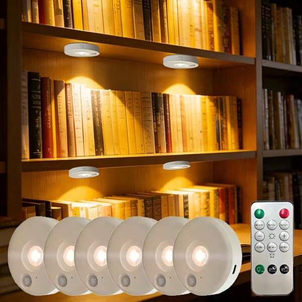 1/3/6pcs LED Cabinet Light Strip Remote Control, Smooth Brightness Adjustment, USB Rechargeable, USB Night Light With Timer Function, Magnetic Wireless Wall Lamp, Portable Night Light, Suitable For Stairs, Bedside, Cabinets, Wardrobes, Wine Cellars, Kitchens, Bedrooms, Offices, Living Rooms, And Interior Lighting (250mAh)