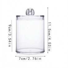Transparent Cotton Swab Storage Box, Bathroom Organizer Jar, Luxury Makeup Cotton Pad Holder - Clear - View 5
