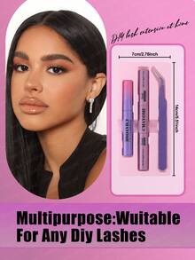 2-In-1 Waterproof Eyelash Glue, Long-Lasting & Sturdy, Includes Eyelash Glue, Tweezers, Eyelash Brush, Easy To Remove, Waterproof All Day Wear, Suitable For DIY Eyelash Extension - Purple - View 3