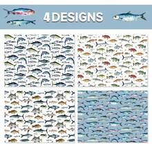 鱼形图案礼品包装纸，适用于各种节日 - 彩色 - 查看 6