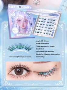 Mlen Diary 自粘假睫毛簇，C型卷翘假睫毛，无需胶水，可重复使用，卡通风格，按压式自粘假睫毛簇，自然妆效 DIY 睫毛嫁接套装 - C - 查看 3