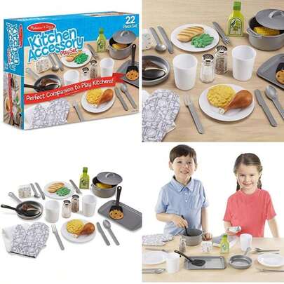 & Doug 22-Piece Play Kitchen Accessories Set - Utensils, Pot, Pans, And More(Kitchen Accessory Set)