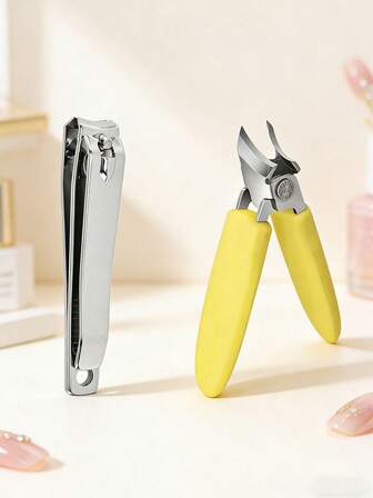 1 Set Of Classic Stainless Steel Nail Clippers+1 Set Of High-Precision Wide-Angle Nail Clippers, Heavy-Duty Large Nail Clippers, Nail Tools, Easy To Trim Thick Nails/Toenails, High-Quality And Durable, Suitable For Commercial And Household Use