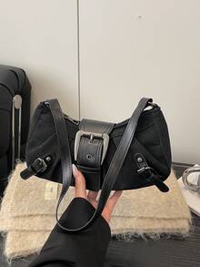 Y2K风格帆布腋下包，肩背包，采用厚扣设计，高品质女士包，适合日常通勤、购物、休闲，也可作为斋月和宰牲节的礼物。 - 彩色 - 查看 13